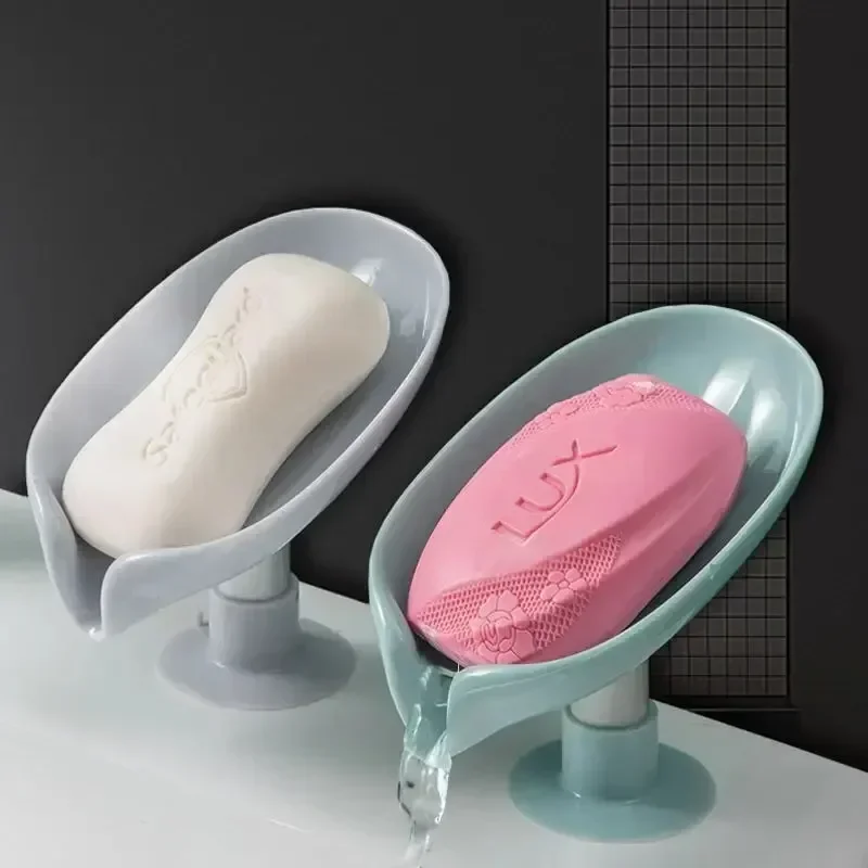 Kitchen Gadgets Gifts - 水切り石鹸ホルダー 葉っぱ型石鹸置き 吸盤トレイ シャワー用スポンジ容器 キッチン/バスルームアクセサリー