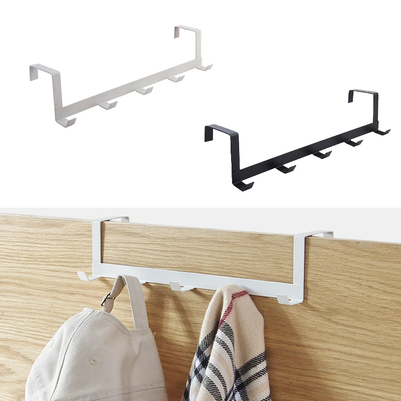 Kitchen Gadgets Storage Ideas - ドアハンガー収納ラック、フックオーバードア、衣類オーガナイザー、コート、帽子、タオル、ホームキー、バスルーム、キッチンアクセサリー、5フック