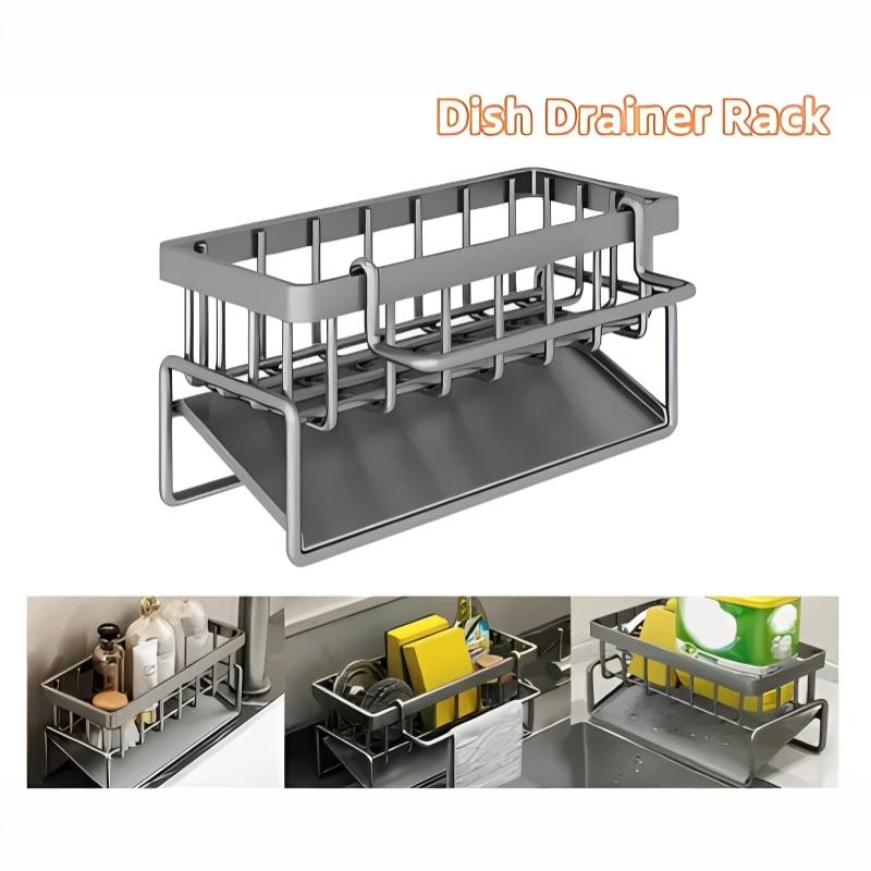 Kitchen Gadgets Storage Ideas - スポンジ水切りラック、タオルホルダー付き、キッチン・バスルームシンクオーガナイザー、カウンタートップ用石鹸ホルダー、アイテム収納アクセサリー
