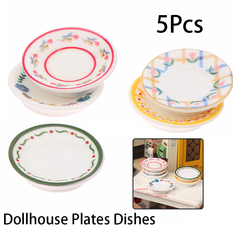 Kitchen Gadgets Website - 5 個 1/12 ドールハウスミニプレート食器モデルドールハウスシミュレーションキッチン装飾ドールハウスアクセサリーごっこ遊びおもちゃ