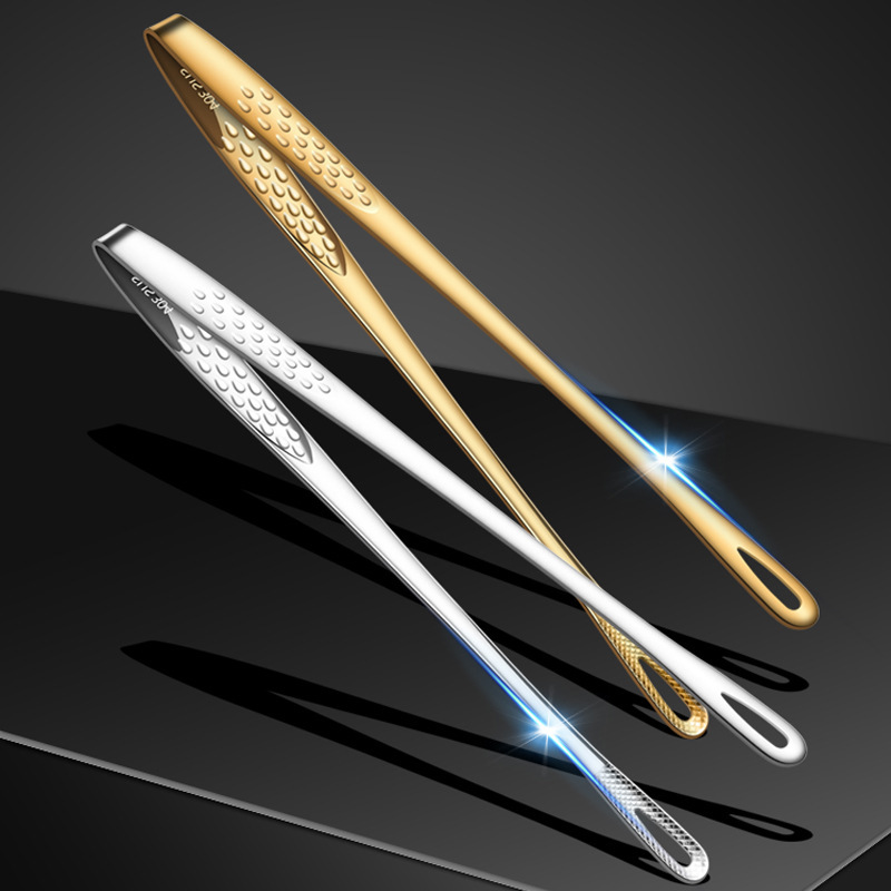 Kitchen Gadgets Gifts - 304 ステンレス鋼のバーベキュートング韓国バーベキューフードクリップレストラングレードのサービングトングビュッフェキッチンおよびセルフサービス食品用
