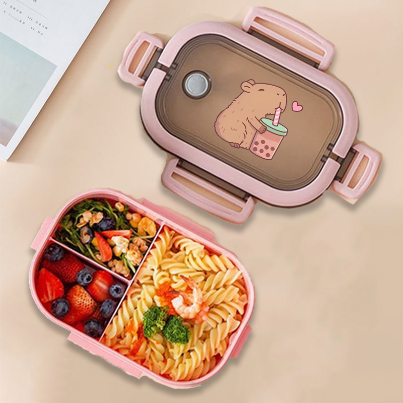 Kitchen Gadgets Website - カピバラ弁当箱アニメ動物プリント食品保存容器子供学校ピクニック弁当箱男の子女の子オフィスディナーケース
