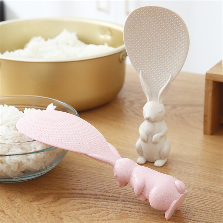 Kitchen Gadgets On Sale - わら製ウサギ型スプーン、自立式、ウサギ型しゃもじ、炊飯器用、創造的なノンスティック、漫画風しゃもじ、しゃもじ1個