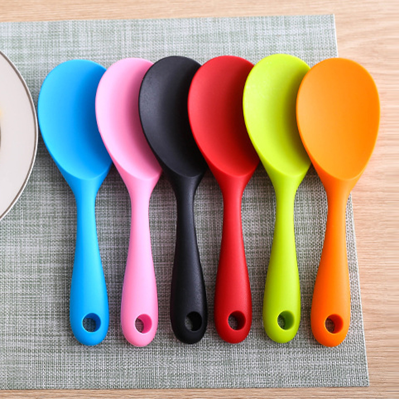 Kitchen Gadgets On Sale - 耐熱シリコーンしゃもじ食品グレードミキシングお玉ノンスティックパン調理ツールキッチンスープスプーンキッチンアクセサリー
