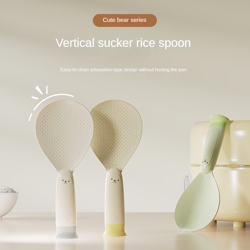 Kitchen Gadgets On Sale - 新しい吸盤付きしゃもじは、立ちにくくず、米にくっつかず、炊飯や盛り付けに最適です。耐熱性のある立つしゃもじです。
