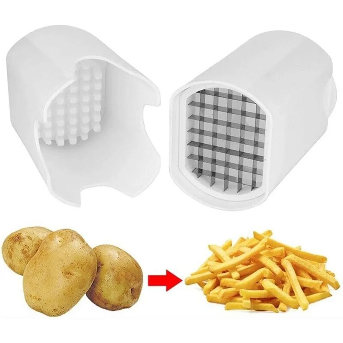 白いフライドポテトカッターツール、食品と野菜の細断機、手動式 - Korean Kitchen Gadgets のレビューと価格