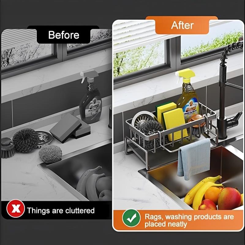 スポンジ水切りラック、タオルホルダー付き、キッチン・バスルー - Kitchen Gadgets Storage Ideas のレビューと価格