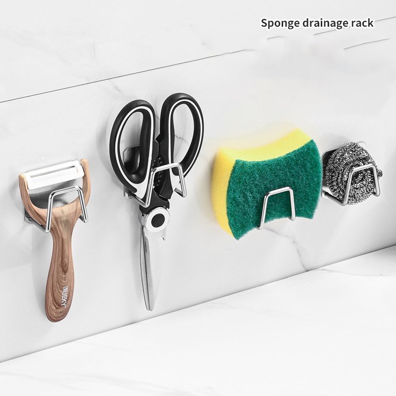 キッチンステンレス鋼シンクスポンジホルダー自己粘着排水乾燥ラ - Kitchen Gadgets Storage Ideas のレビューと価格