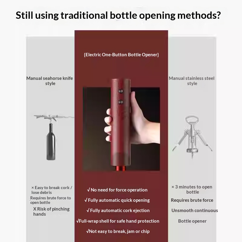 電動ワインボトルオープナー 充電式自動コルク抜き ワンクリッ - Electric Can Opener のレビューと価格