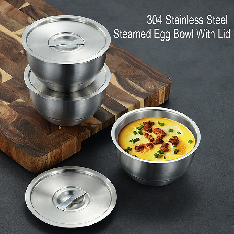 1Pc ステンレス鋼ライスボウル蓋付きスープボウル蒸しライス - Korean Kitchen Gadgets のレビューと価格