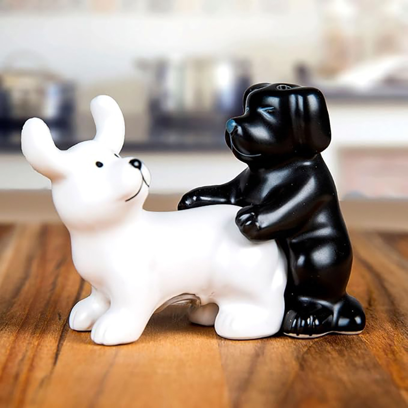 白黒の陶器製犬型塩コショウ入れセット、面白いノベルティギフト - Korean Kitchen Gadgets のレビューと価格