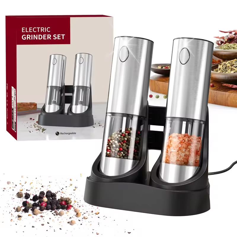 1/2 個電動自動塩 & 胡椒グラインダー、スパイスミル収納 - Korean Kitchen Gadgets のレビューと価格
