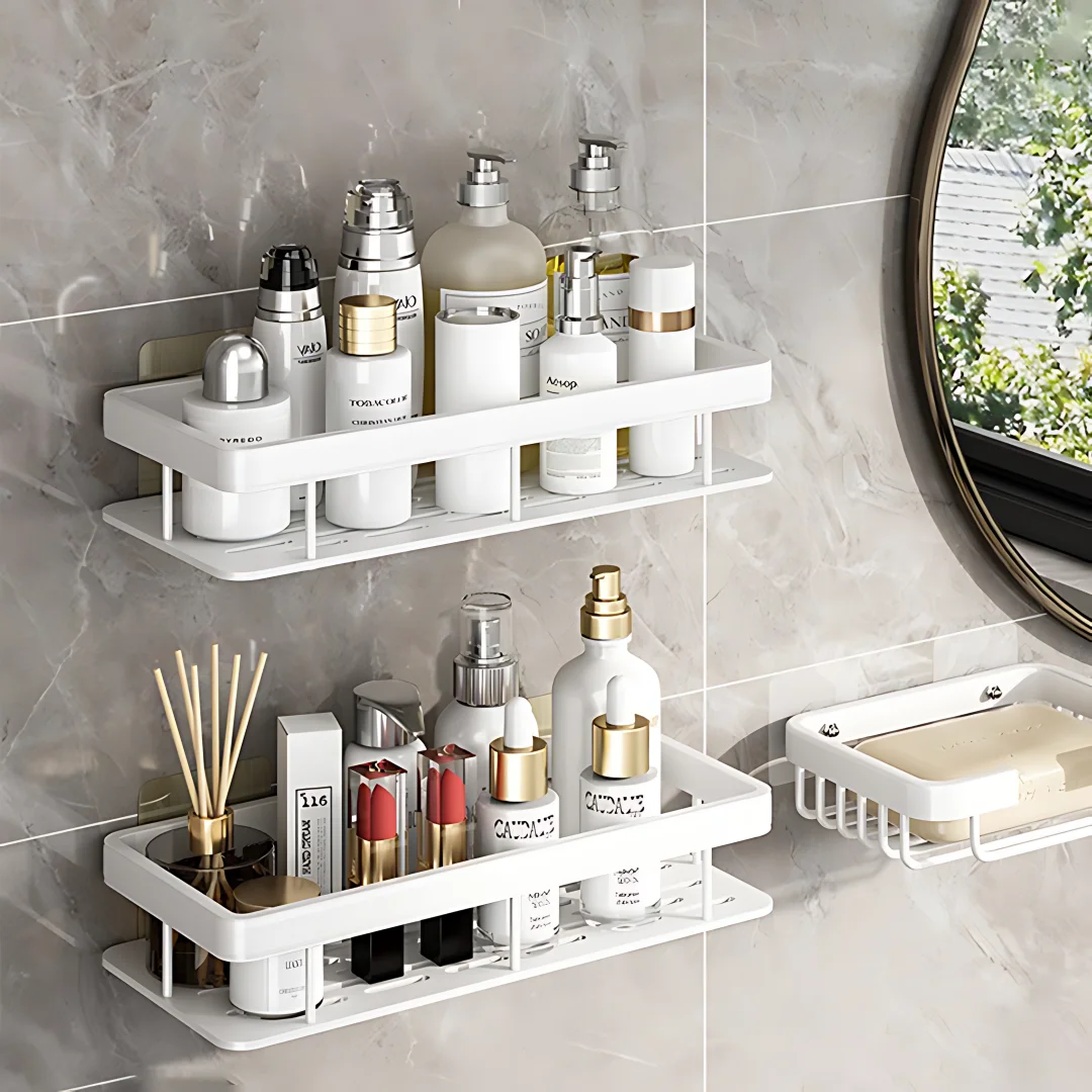 2 個のバスルーム棚キッチン収納オーガナイザーアルミ合金シャ - Kitchen Gadgets Storage Ideas のレビューと価格