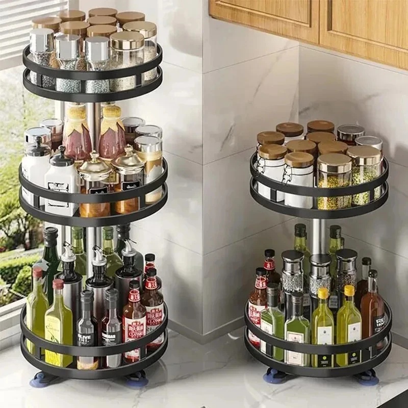 360 ° 回転可能なスパイス収納ターンテーブルキッチンオー - Kitchen Gadgets Storage Ideas のレビューと価格