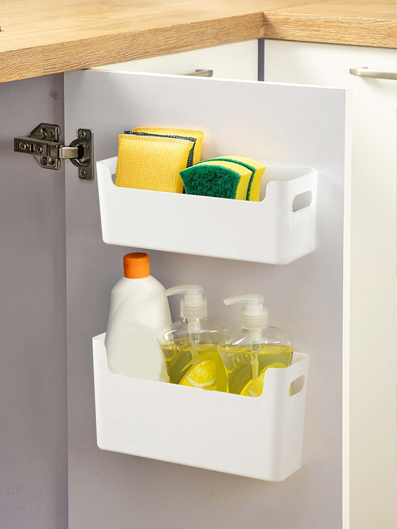 パンチフリーキャビネットドアオーガナイザープラスチック壁掛け - Kitchen Gadgets Gifts のレビューと価格